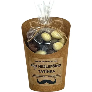Nutworld.cz Mandle TŘÍBAREVNÉ v celofánku a kelímku 180g - PRO NEJLEPŠÍHO TATÍNKA