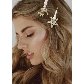 Čelenka Yean 2 ks sponek do vlasů s kamínky ve tvaru hvězdy pro ženy a dívky (zlaté)