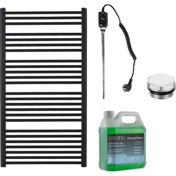 Radiátor CERANO - Koupelnový elektrický radiátorový set Alberto - 600W - černá matná - 1180x650 mm