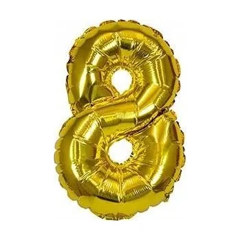Balónek BALÓNKY k 8. NAROZENINÁM zlaté fóliové 71 cm 1 Ks