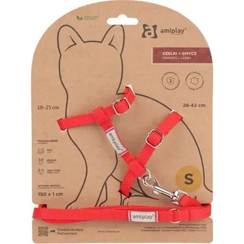 Obojek pro psa Amiplay Kšíry pro kočku s vodítkem Samba Červené | Postroje pro kočky - S