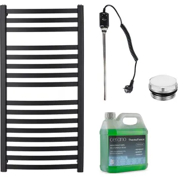 Radiátor CERANO - Koupelnový elektrický radiátorový set Paolo - 600W - černá matná - 1090x550 mm