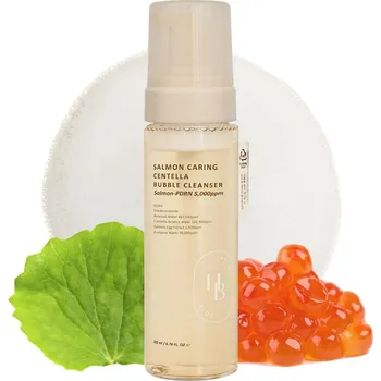 Čistící gel HEVEBLUE – Salmon Caring Centella Bubble Cleanser – Jemná bublinková čisticí pěna s PDRN a centellou – 200 ml