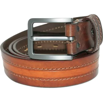 Opasek OPASEK VALEŠOVÁ HNĚDÝ DVOUODSTÍNOVÝ S DVOJITÝM ŠITÍM 110/4 CM