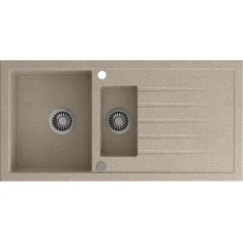 Nerezový dřez Sapho Granitový vestavný dřez s odkapem a vaničkou, 100x50cm, béžová