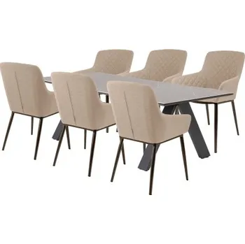 Zahradní nábytek Doppler NOVA PARIS pevné mocca – luxusní zahradní souprava 6+1