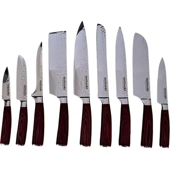 Kuchyňský nůž Sada Kuchynských Nožov HK-39203 - 9ks/Hnedá