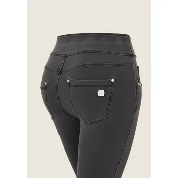 Dámské kalhoty Freddy kalhoty N.O.W.® YOGA v džínově černo-šedivé, slim fit, ohrnující pas, denim žerzej Vybraná velikost: XXL