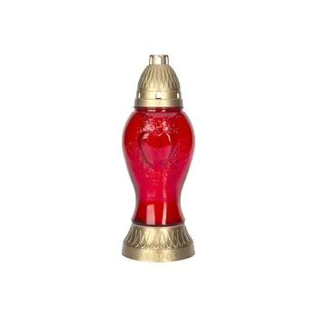 Smuteční dekorace Lampa hřbitovní DEKOR SRDCE MINI skleněná 170g 11x29cm (cs)