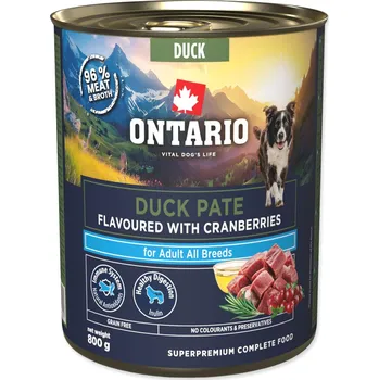 Krmivo pro psa Konzerva Ontario Adult kachní pate s příchutí brusinek 800g