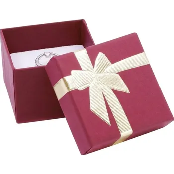 Dárková krabička B-TOP Dárková krabička na šperky – bordó se stuhou 50 × 50 × 35 mm