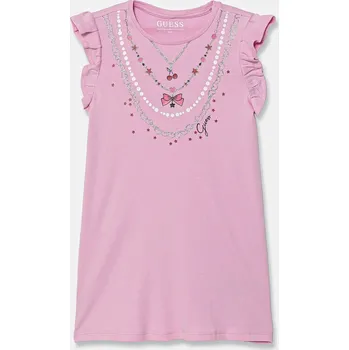 Dámská móda Dětské bavlněné šaty Guess K6RK02.KA6W4.PPY2 růžová 30X, vel. 96-104