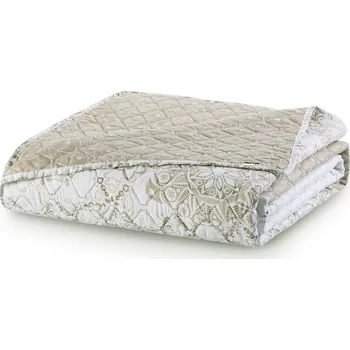 Přehoz na lůžko Oboustranný přehoz na postel DecoKing Alhambra béžový/bílý, velikost 200x220