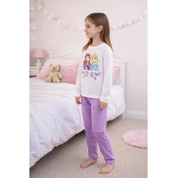 The Cookie Company BV Dívčí pyžamo FROZEN Anna a Elsa dlouhé bílo-fialové Fialová, Velikost: 122/128 122/128