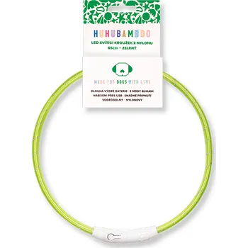 Obojek pro psa Huhubamboo LED svítící obojek z nylonu zelený 65 cm