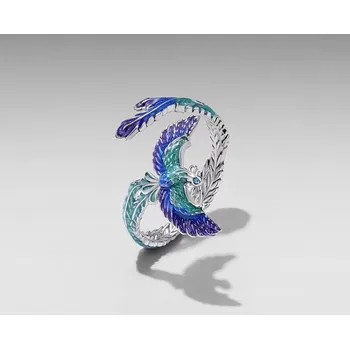 Náušnice B-TOP Stříbrný otevřený prsten Fénix – Stříbro 925