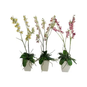 umělá květina Orchidej v květníku umělá 2 výhony 65cm
