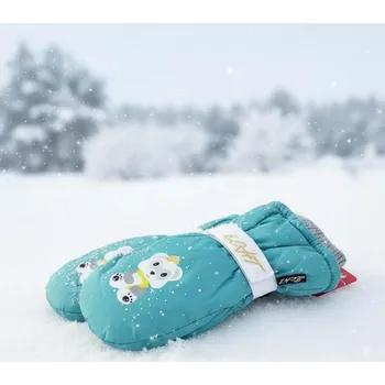 Rukavice DĚTSKÉ ZIMNÍ RUKAVICE - zelinkavá a světle modrá C082 Velikost: 2-3 roky, Barva: Sv.modrá