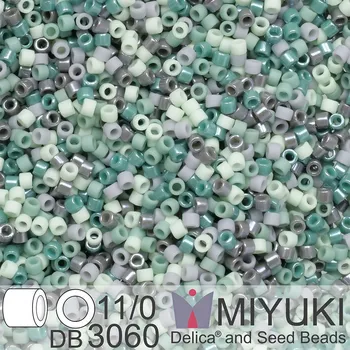 Korálek Korálky Miyuki Delica 11/0. Barva Grey Green Mix DB3060. Balení 5g.
