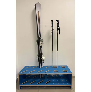 Vingo Kombinovaný dřevěný stojan na lyže a hůlky - modrý Typ: 93 x 35