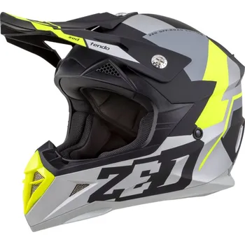 Helma na motorku Přilba X1.9D TENDO, ZED, dětská (černá matná/tmavě šedá/světle šedá/žlutá fluo) 2026 (Velikost: L (51 až 52 cm))