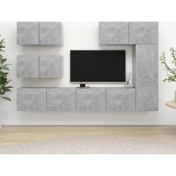 Obývací stěna vidaXL 6dílný set TV skříněk dřevotříska [3079555] Barva: Betonová šedá