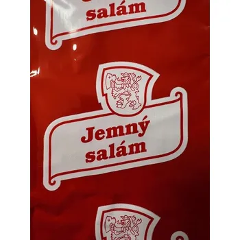 Obalový materiál Obal Naloform 80mm, červený, potisk Jemný salám