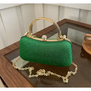 Kabelka B-TOP Zelená třpytivá kabelka přes rameno s tvarovaným pevným uchem