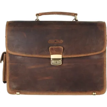 Pánská aktovka GREENBURRY Kožená aktovka na notebook Strato 1718-25 hnědá