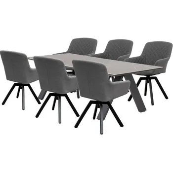 Zahradní nábytek Doppler NOVA PARIS otočné šedé – luxusní zahradní souprava 6+1