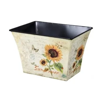 Obal na květináč Obal SLUNEČNICE hranatý plechový 21x16x14cm