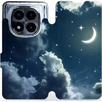 Flipové pouzdro Mobiwear - Xiaomi Redmi Note 14 Pro 5G - V145P Noční obloha s měsícem (Knížkové flip pouzdro, obal, kryt na mobil Xiaomi Redmi Note 14 Pro 5G - V145P Noční obloha s měsícem, materiál Umělá kůže + TPU - ochrana 360°, stojánek, silikonová)