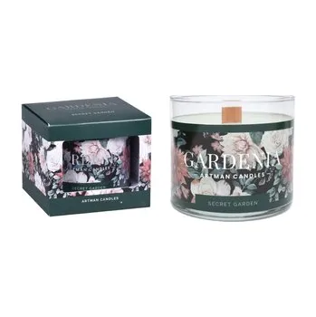 Svíčka Svíčka ve skle GARDENIA vonná dřevěný knot 400g (cs)