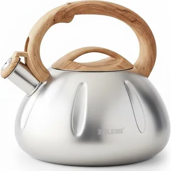 Konvice na čaj Nerezová konvice s píšťalkou a dekorem dřeva – 3 l