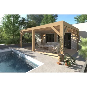 Pergola Pergola 6 s pultovou střechou 4,1x5,9m - dřevěný materiál a CNC opracování