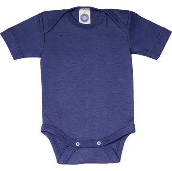Kojenecký body Dětské merino body s hedvábím, krátký rukáv navy Velikost: 50/56