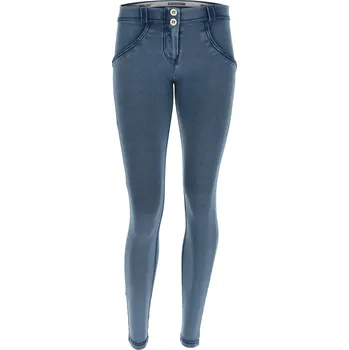Dámské oblečení Freddy kalhoty WR.UP&nbsp;® v džínově světle modré, modrý šev, normální pas, superskinny, 7/8 délka, denim žerzej Možnosti velikostí: XS