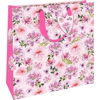 Dárková taška Nekupto Dárková taška luxusní - Květinový sen - velká 32,5x32,5x14cm