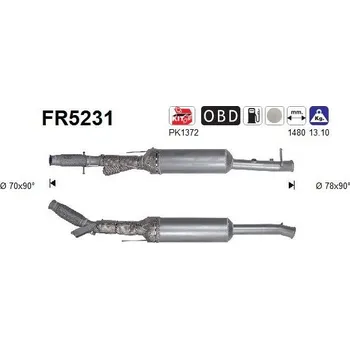 Filtr pevných částic Filtr sazových částic, výfukový systém AS FR5231