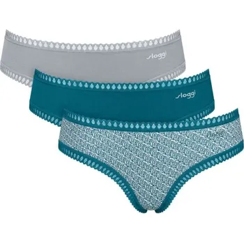 Kalhotky Dámské kalhotky SLOGGI GO CRUSH HIPSTER C3P XXL Tmavě zelená, Šedá, Bílá