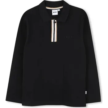 Dětské bavlněné tričko s dlouhým rukávem BOSS J52333.114.150 černá 99X, vel. 150