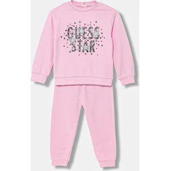 Kojenecká souprava Bavlněná tepláková souprava pro miminka Guess 2-pack A6RG03.KA6R4.PPY2 růžová 30X, vel. 62-68