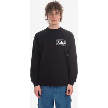 Pánská móda Bavlněné tričko s dlouhým rukávem Aries Temple LS Tee AR66600 BURGUNDY černá 99X, vel. L