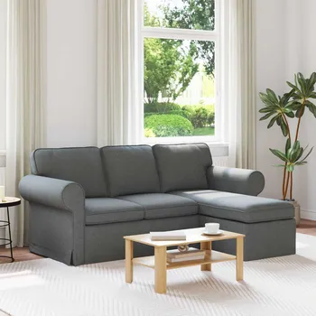 Pohovka vidaXL Pohovka Tmavě šedá 215 x 138 x 80 cm textil [42024328]