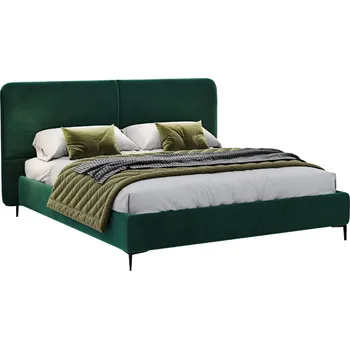 Postel Woodsoft Zelená sametová dvoulůžková postel Catania 160 x 200 cm