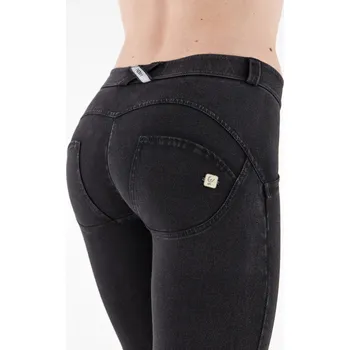 Dámské kalhoty Freddy kalhoty WR.UP v džínové černé, černý šev, normální pas, superskinny střih, denim žerzej Vybraná velikost: XXS