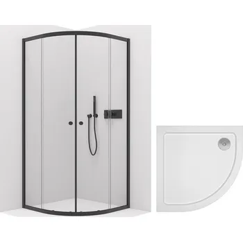 CERANO – Sprchový kout Orso L/P 5 mm - černá matná + CERANO - Sprchová vanička Piato -bílá lesklá - 100x100 cm