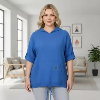 Dámská tunika Dámská modrá bavlněná mušelínová tunika uni velikost XL-XXXL M1604