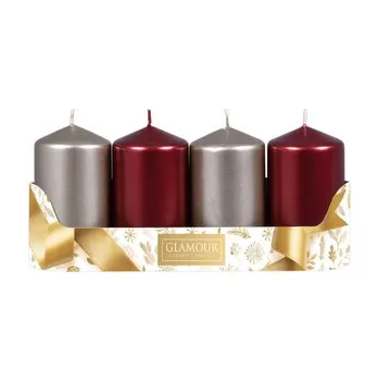Svíčka Svíčky adventní d5x9cm MIX metal lesk 2+2ks (cs)