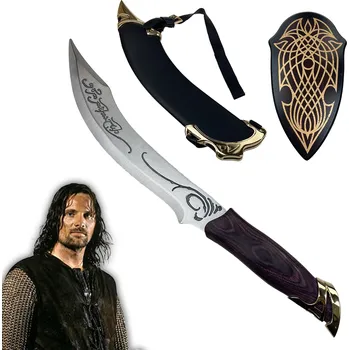 Sběratelství Ocelová dýka "ARAGORN'S HUNTING KNIFE" s plaketou - Pán Prstenů - II. jakost